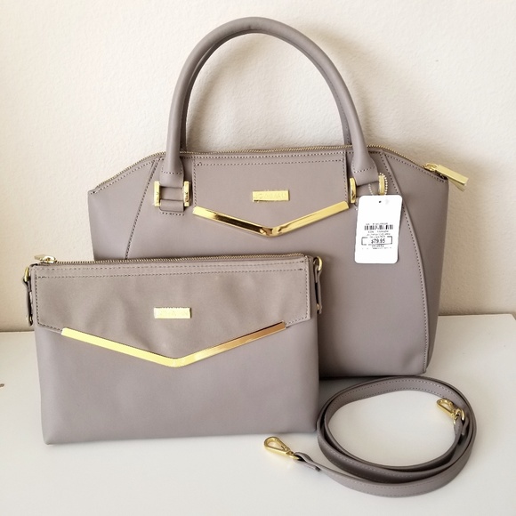 Joy Mangano Handbags - NWT  Leather Satchel & Clutch Crossbody Bag